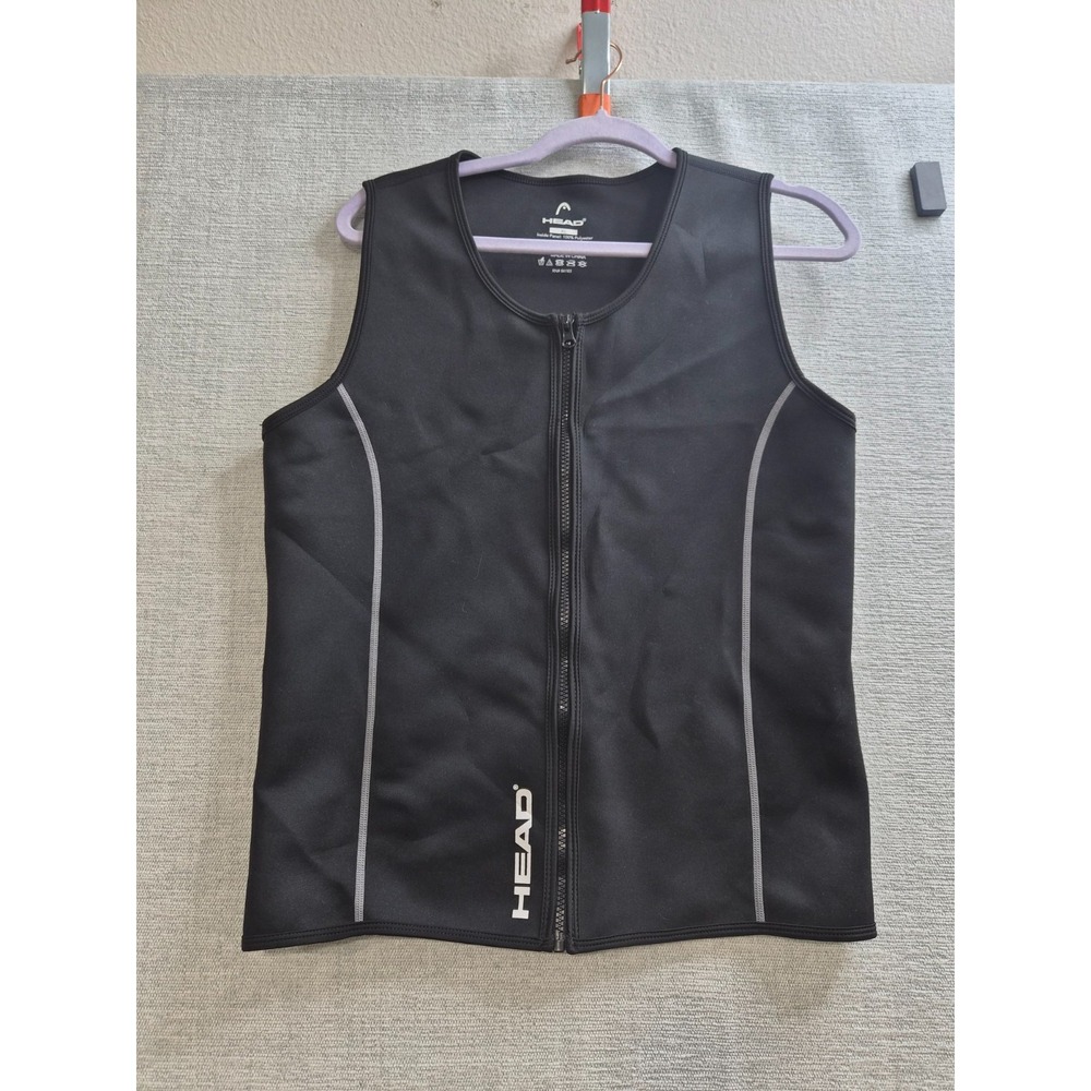 Head Sauna Vest Mens XL Black Neoprene Full Zip Sleeveless Gym Training Athletic